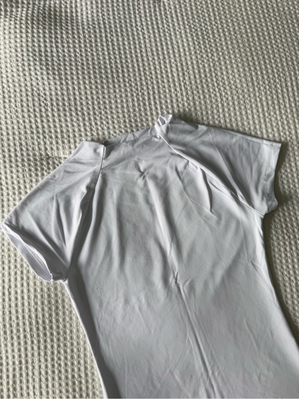 Zara White Short Sleeve Mock Neck Tee